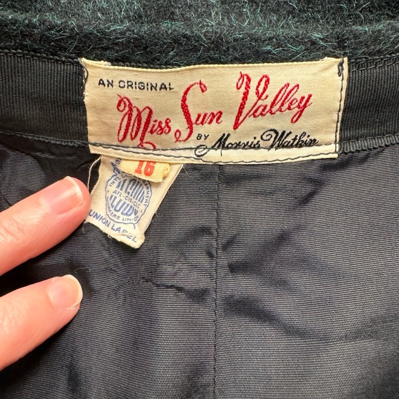 Vintage 1960s Green/Black Mohair Pencil Skirt Size S - Picture 6 of 7